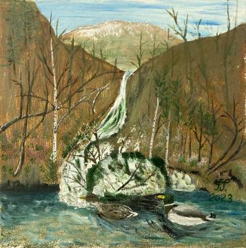 Ob poti na Jezersko (Akril-platno - 2023) Franc Smrkolj